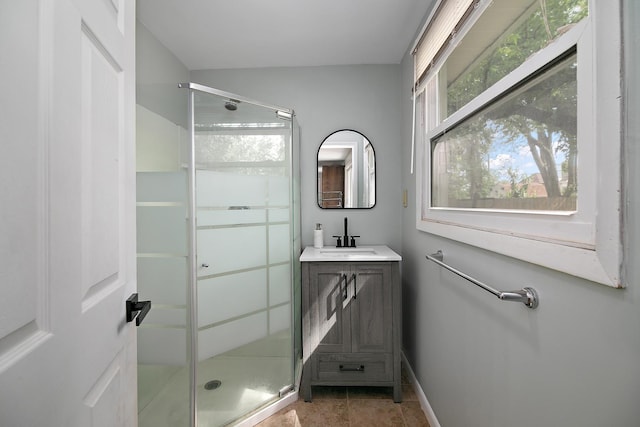 1274 Theresa Ln, Bourbonnais, IL 60914 - full bath featuring a shower stall, vanity, and baseboards
