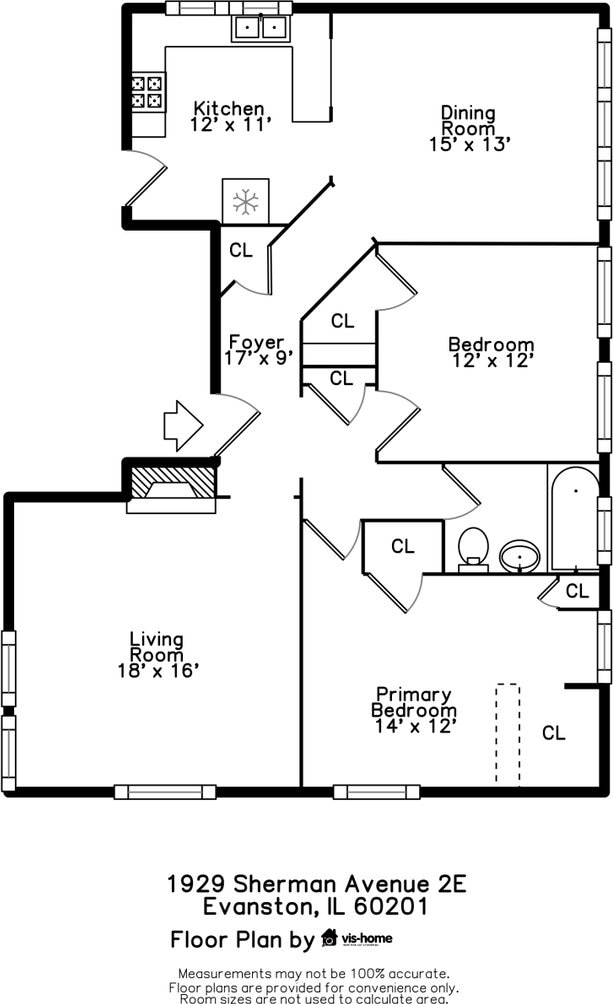 1929 Sherman Ave Unit 2E, Evanston, IL 60201 - room layout