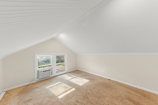 1028 5th St, Aurora, IL 60505 - additional living space featuring carpet floors, lofted ceiling, cooling unit, and baseboards