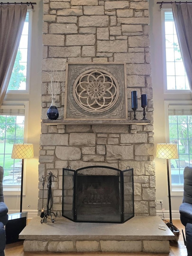 501 Siesta Dr, New Lenox, IL 60451 - detailed view of a stone fireplace and baseboards