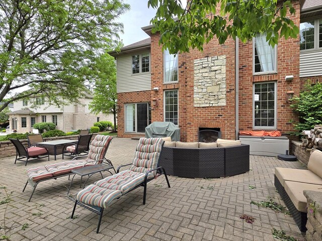 501 Siesta Dr, New Lenox, IL 60451 - view of patio / terrace featuring an outdoor living space with a fireplace and grilling area
