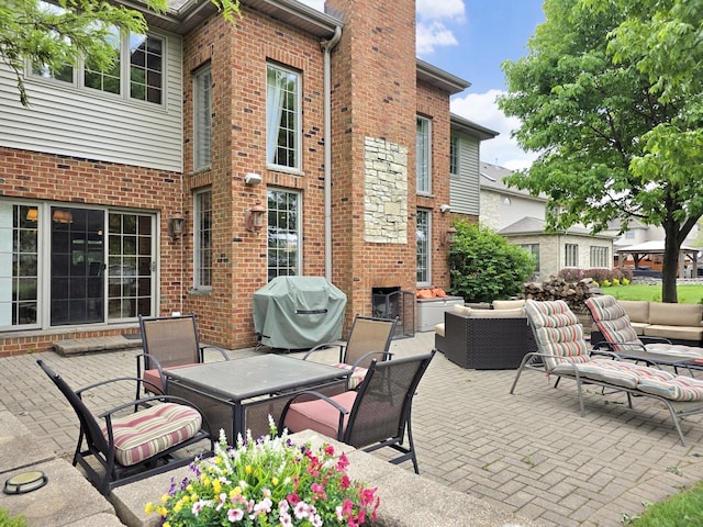 501 Siesta Dr, New Lenox, IL 60451 - view of patio featuring an outdoor hangout area, a grill, and outdoor dining space