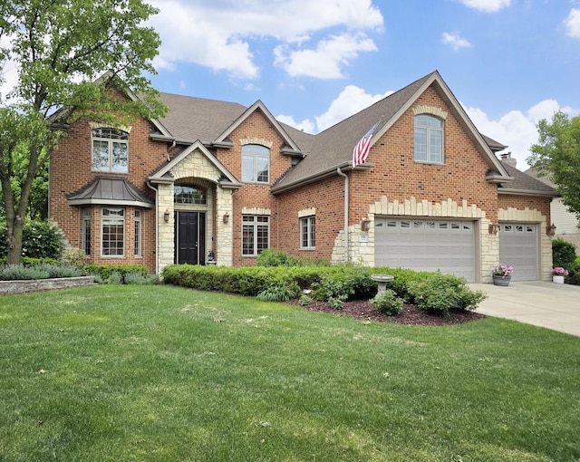 501 Siesta Dr, New Lenox, IL 60451 - view of front of property featuring a front lawn, driveway, stone siding, and a shingled roof