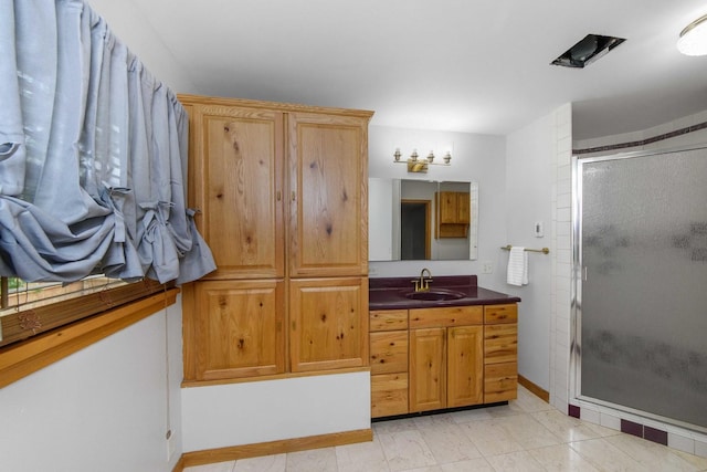 2725 2100n Rd, Minonk, IL 61760 - full bathroom with a stall shower, vanity, and baseboards