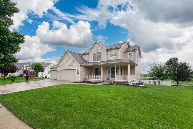 2738 Wharton Way, Normal, IL 61761 - view of front of house featuring a porch, driveway, an attached garage, and a shingled roof