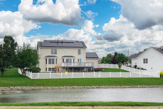 2738 Wharton Way, Normal, IL 61761 - back of house with solar panels and a wooden deck