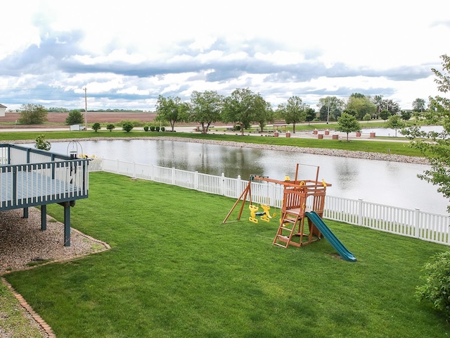 2738 Wharton Way, Normal, IL 61761 - view of yard featuring a playground and a water view