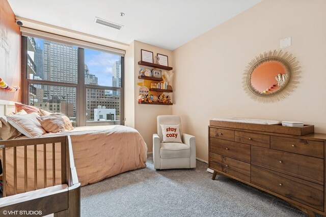 849 N Franklin St Unit 618, Chicago, IL 60610 - carpeted bedroom with multiple windows and a city view
