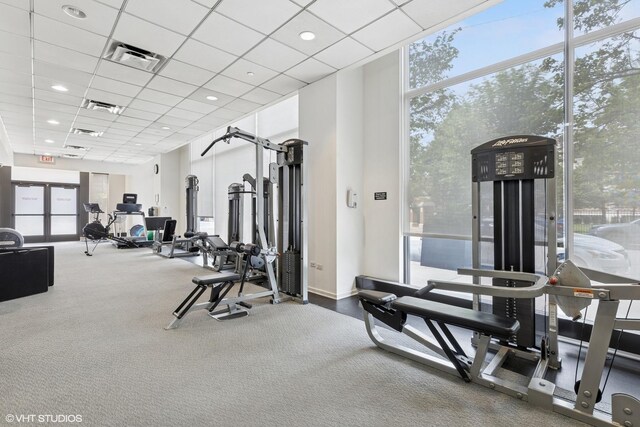 849 N Franklin St Unit 618, Chicago, IL 60610 - workout area with carpet flooring and a drop ceiling