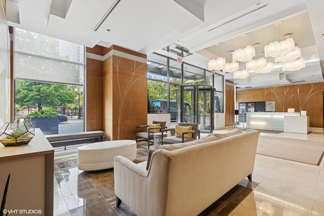 849 N Franklin St Unit 618, Chicago, IL 60610 - building lobby with expansive windows and a towering ceiling