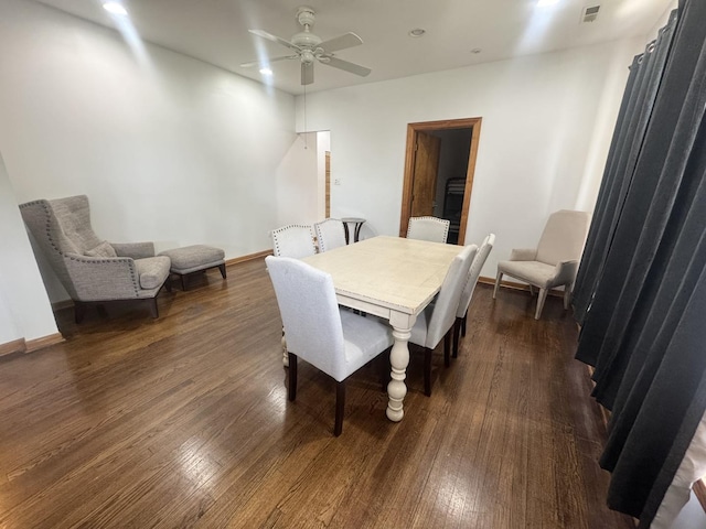143 E 111th St, Chicago, IL 60628 - dining room featuring a ceiling fan, dark wood-type flooring, recessed lighting, and baseboards