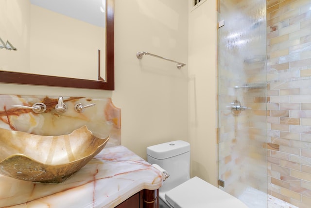 1450 N Astor St Unit 7D, Chicago, IL 60610 - bathroom with a tile shower, toilet, and vanity