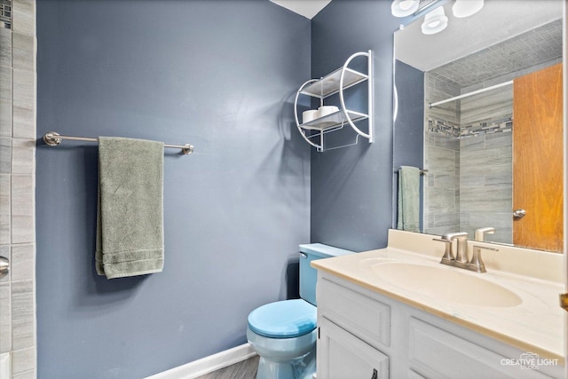 916 Shady Ln, Aurora, IL 60506 - bathroom with toilet, vanity, and a shower