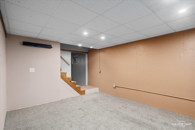 916 Shady Ln, Aurora, IL 60506 - finished basement with carpet floors, recessed lighting, stairway, and a paneled ceiling