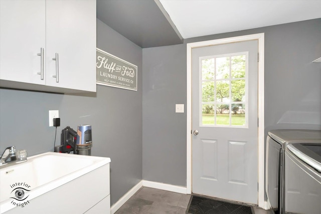 23246 S Malibu Dr, Manhattan, IL 60442 - washroom with cabinet space, washer and dryer, and baseboards