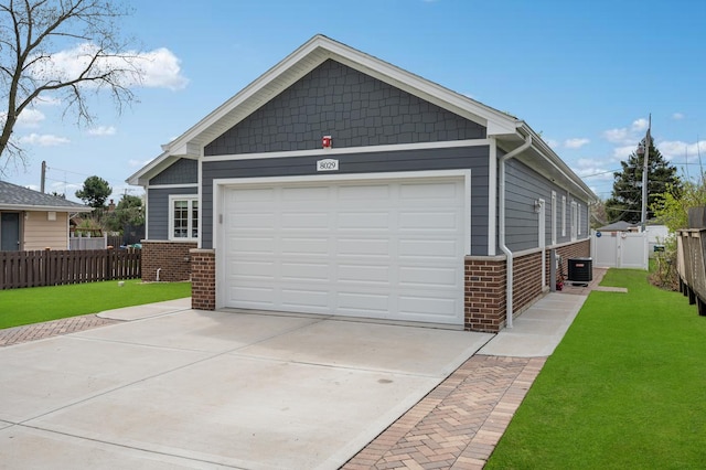 8029 98th St, Palos Hills, IL 60465 - view of front of property featuring brick siding, central AC, driveway, and a garage