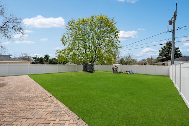 8029 98th St, Palos Hills, IL 60465 - view of yard featuring a patio and a shed