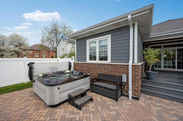 8029 98th St, Palos Hills, IL 60465 - view of patio featuring a hot tub and a wooden deck