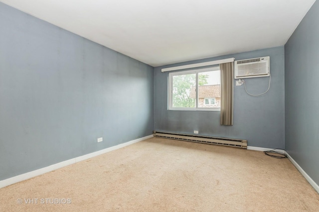 4137 W 97th Pl Unit 311, Oak Lawn, IL 60453 - carpeted empty room with baseboard heating, baseboards, and a wall mounted AC