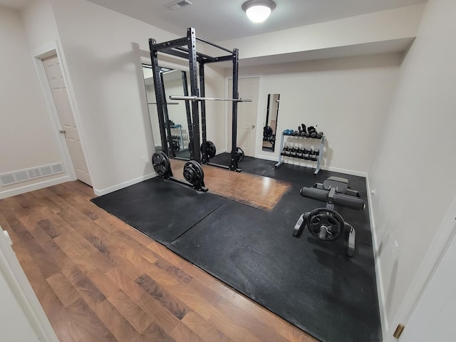 7648 N Indian Ridge Rd, East Dubuque, IL 61025 - workout area featuring wood finished floors and baseboards