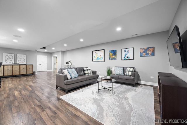 4336 Winterberry Ave, Naperville, IL 60564 - living room with recessed lighting, baseboards, and dark wood-type flooring