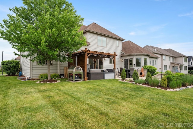 4336 Winterberry Ave, Naperville, IL 60564 - rear view of property featuring a pergola, an outdoor hangout area, a patio area, a lawn, and roof with shingles