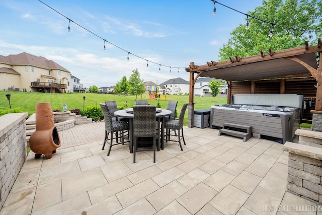 4336 Winterberry Ave, Naperville, IL 60564 - view of patio featuring a hot tub, outdoor dining area, and a residential view