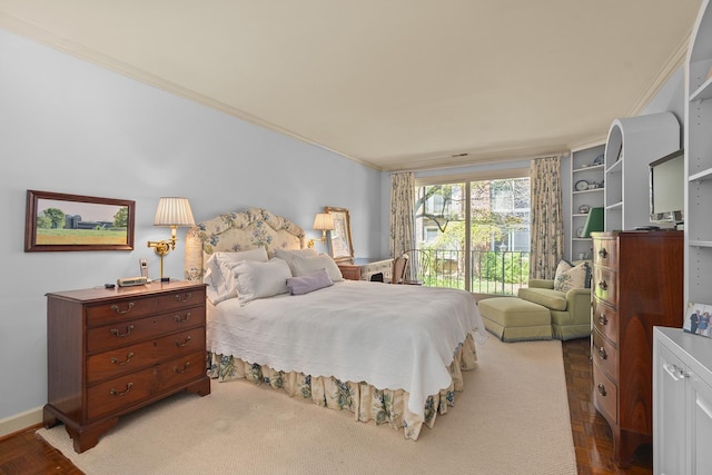 140 Franklin Pl Unit 106, Lake Forest, IL 60045 - bedroom with crown molding and access to outside
