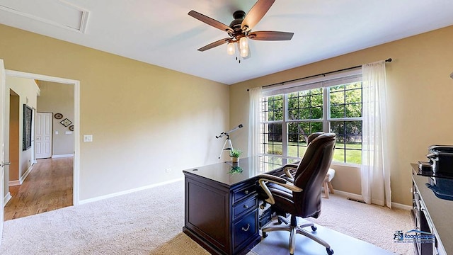 532 Nunda Trl, Crystal Lake, IL 60012 - office featuring light colored carpet, baseboards, and a ceiling fan