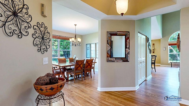 532 Nunda Trl, Crystal Lake, IL 60012 - dining area featuring light wood finished floors, baseboards, and a chandelier