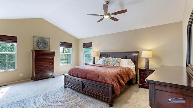532 Nunda Trl, Crystal Lake, IL 60012 - bedroom with light carpet, vaulted ceiling, ceiling fan, and baseboards