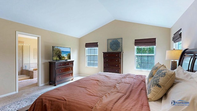 532 Nunda Trl, Crystal Lake, IL 60012 - carpeted bedroom featuring lofted ceiling, baseboards, and ensuite bath