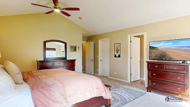532 Nunda Trl, Crystal Lake, IL 60012 - bedroom featuring light colored carpet, lofted ceiling, ceiling fan, and baseboards