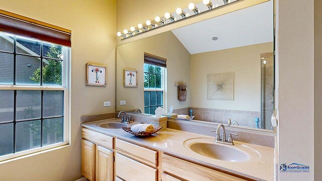 532 Nunda Trl, Crystal Lake, IL 60012 - full bath featuring double vanity and vaulted ceiling