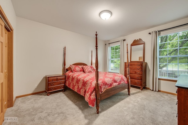 507 Parkland Ct, Oswego, IL 60543 - bedroom with light carpet, multiple windows, baseboards, and a closet