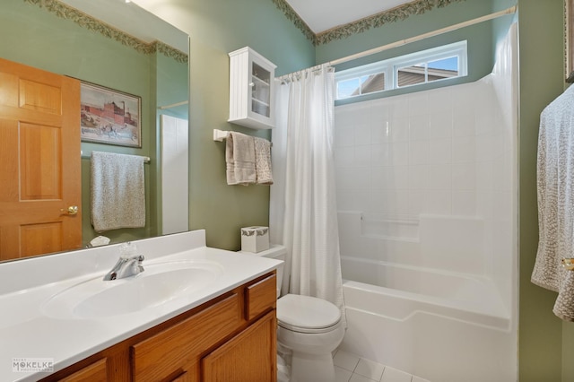 507 Parkland Ct, Oswego, IL 60543 - full bath with vanity, shower / tub combo, toilet, and tile patterned floors