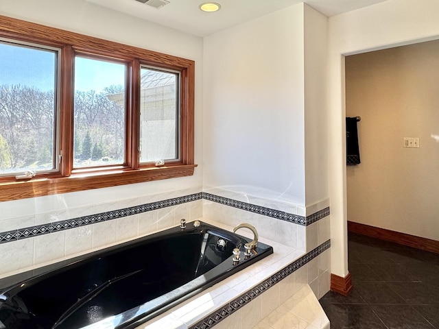 12400 S 88th Ave, Palos Park, IL 60464 - bathroom featuring tile patterned floors, a garden tub, and baseboards