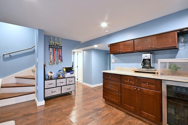 4200 Judd St, Schiller Park, IL 60176 - kitchen with beverage cooler, dark wood-style floors, baseboards, and recessed lighting