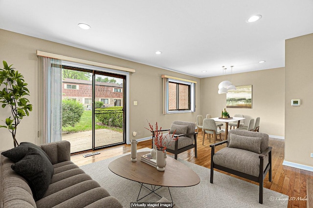1610 Chippewa Trl, Wheeling, IL 60090 - living room featuring baseboards, light wood finished floors, and recessed lighting