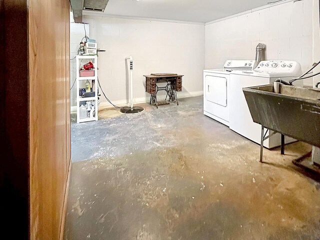 337 E Rose St, Glenwood, IL 60425 - washroom with washing machine and clothes dryer and concrete block wall