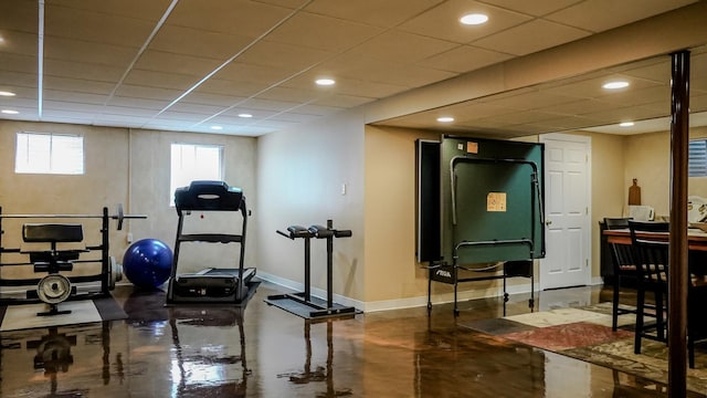 18132 Crystal Ln, Lansing, IL 60438 - workout area featuring baseboards, recessed lighting, and a drop ceiling
