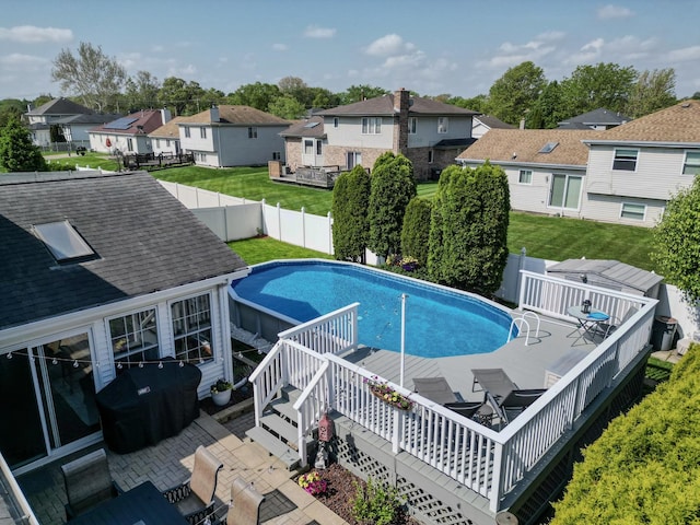 18132 Crystal Ln, Lansing, IL 60438 - view of swimming pool featuring a residential view and a wooden deck