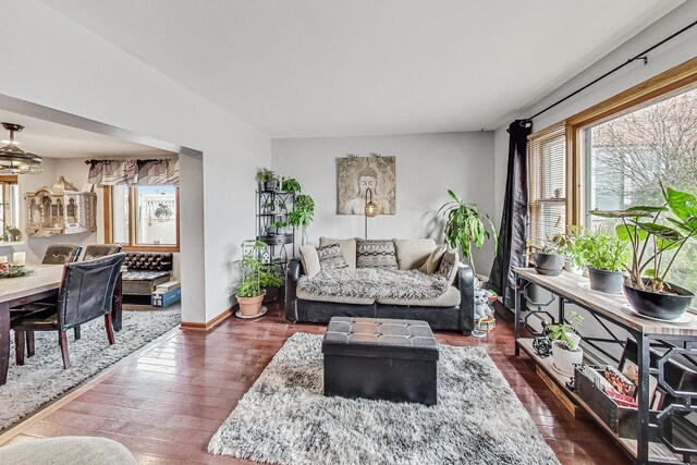 8404 N Greenwood Ave, Niles, IL 60714 - living room with dark wood-style flooring