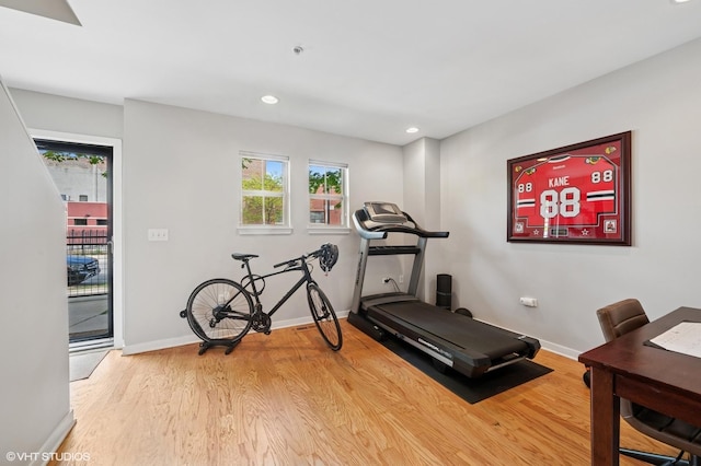 51 E 23rd St Unit 0, Chicago, IL 60616 - workout room featuring wood finished floors, baseboards, and recessed lighting