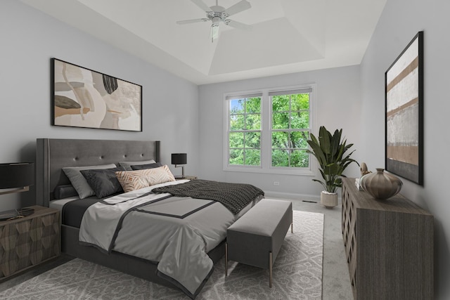 165 S Danbury Ct, Lake Forest, IL 60045 - bedroom featuring carpet, a raised ceiling, a ceiling fan, and baseboards