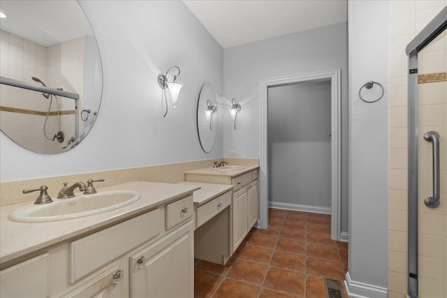 165 S Danbury Ct, Lake Forest, IL 60045 - bathroom featuring two vanities and tiled shower