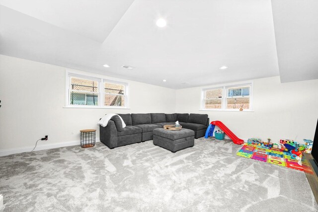 8619 Crawford Ave, Skokie, IL 60076 - playroom with baseboards, carpet floors, healthy amount of natural light, and recessed lighting