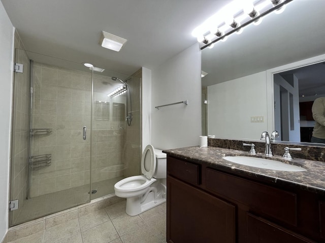 1150 W 15th St Unit 401, Chicago, IL 60608 - bathroom with toilet, tile patterned flooring, a stall shower, and vanity