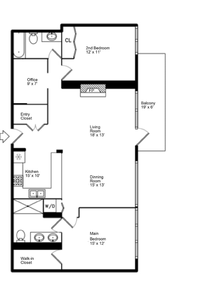 1150 W 15th St Unit 401, Chicago, IL 60608 - room layout