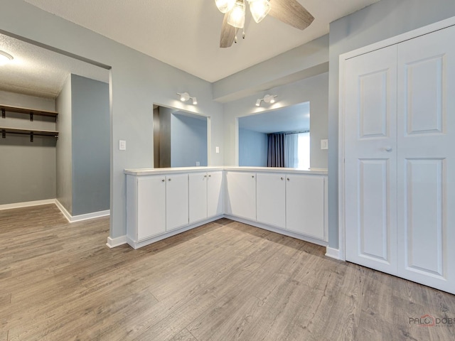 8801 W Golf Rd Unit 6J, Niles, IL 60714 - bathroom with wood finished floors, ceiling fan, baseboards, and a closet